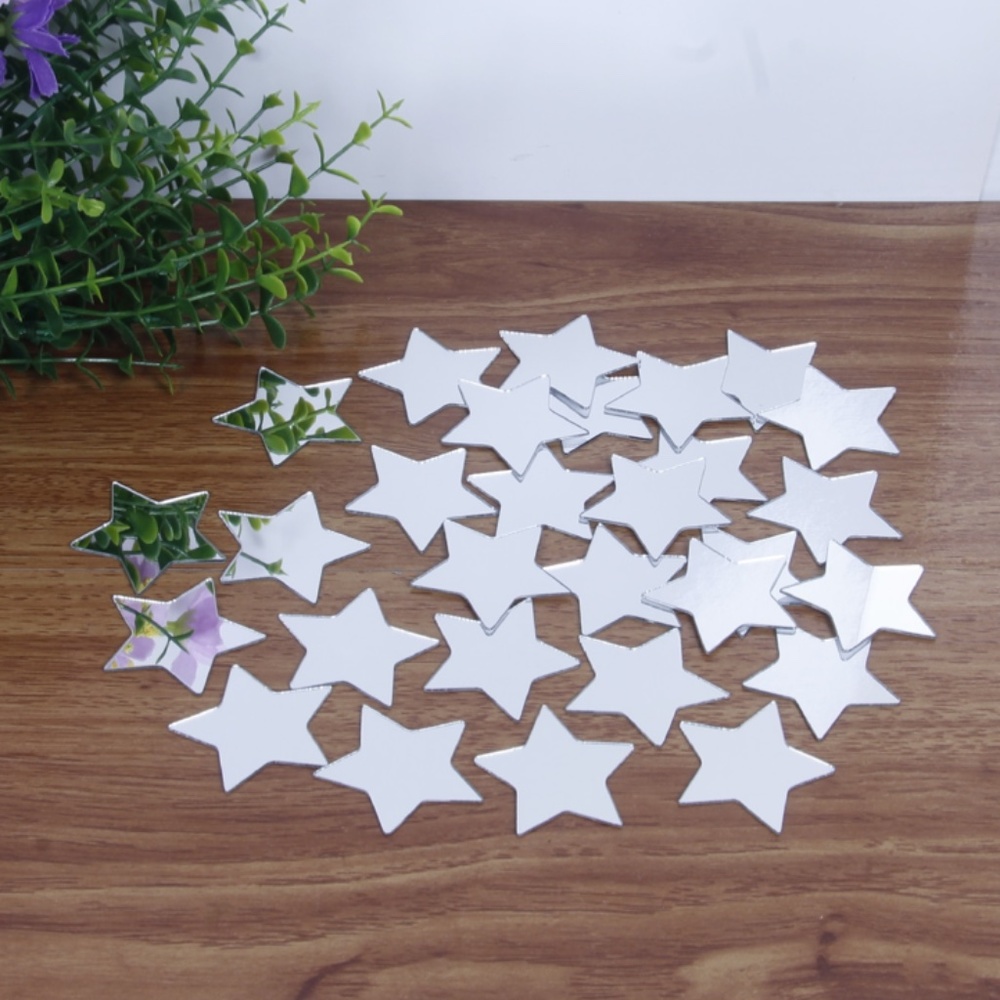 50pcs/set Decorative Star Design Mirror Wall Sticker For Home Decor